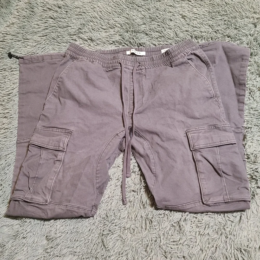 Pacsun Eco Stretch Canvas Khaki Slim Cargo Pants Grey Mens M‎